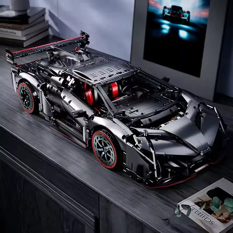 Brick MOC Veneno Lambo Competizione Gunmetal | 3711pcs - Brick Car Merchant