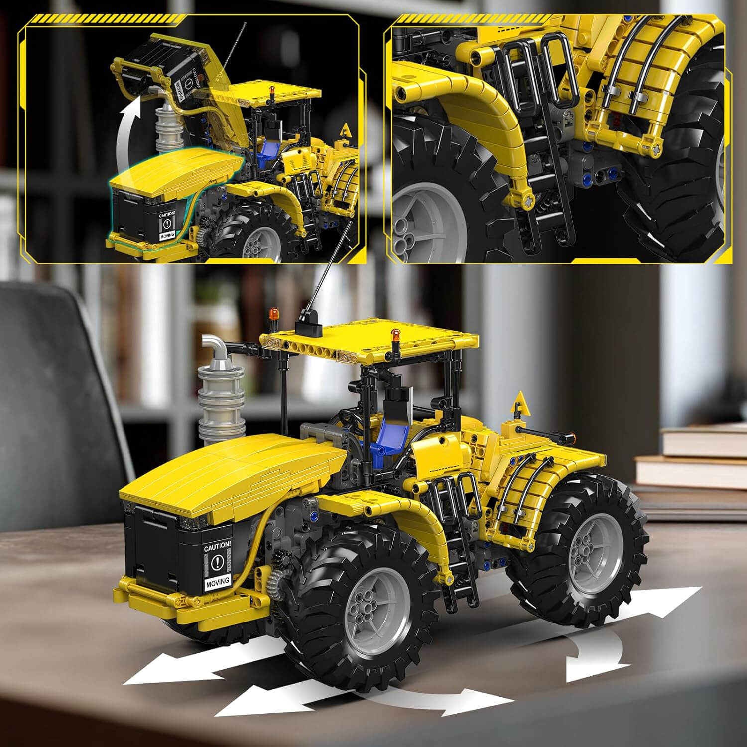 Brick MOC Yellow Tractor Remote Control | 1299pcs - Brick Car Merchant