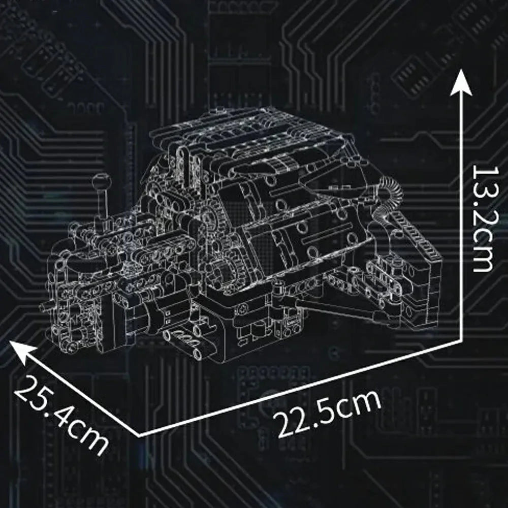 LEGO MOC A8 W12 Motorized Engine | 871pcs - Brick Car Merchant