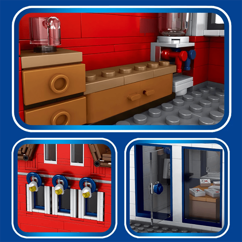 Brick MOC British Post Office with Bus | 2178pcs - Brick Car Merchant