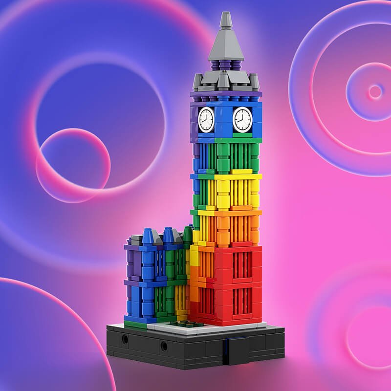 Brick MOC Colorful Big Ben II | 414pcs - Brick Car Merchant