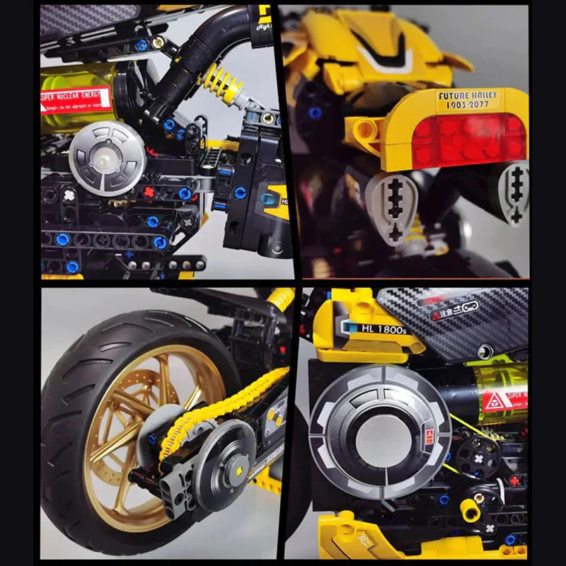 LEGO MOC Cyberpunk Neon Street Bike | 1981pcs - Brick Car Merchant