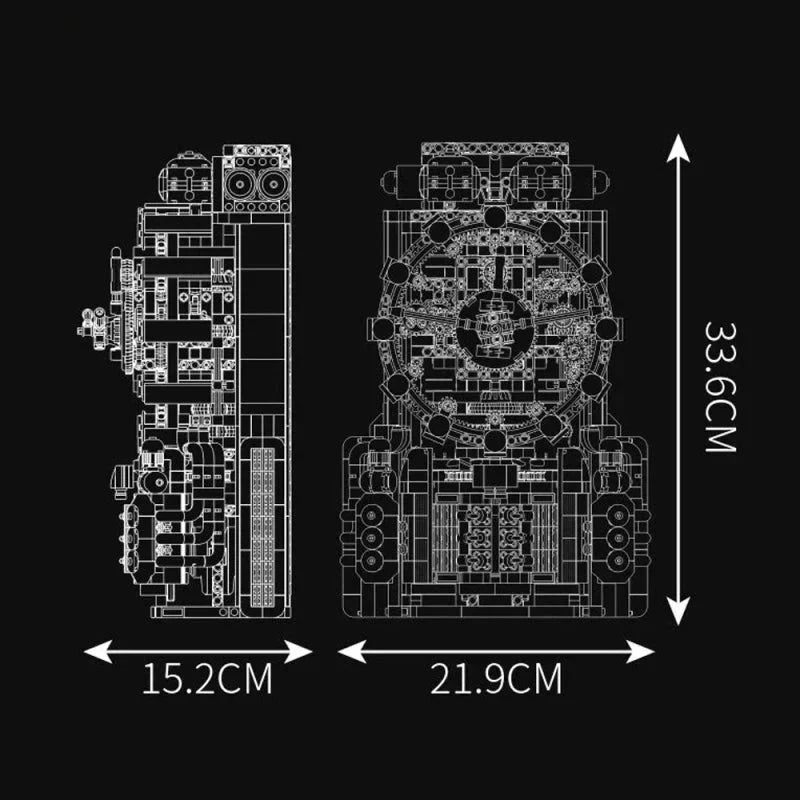 LEGO MOC Engine Clock Technic | 1601pcs - Brick Car Merchant