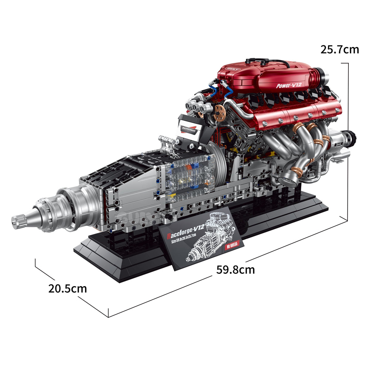 Brick MOC Ferrari V12 Motorised Engine and Gearbox | 2378 pieces - Brick Car Merchant