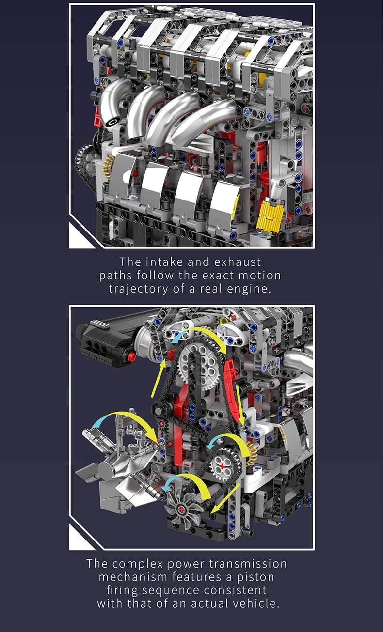 LEGO MOC Functional Inline 4-Cylinder L4 Gasoline | 1787pcs - Brick Car Merchant