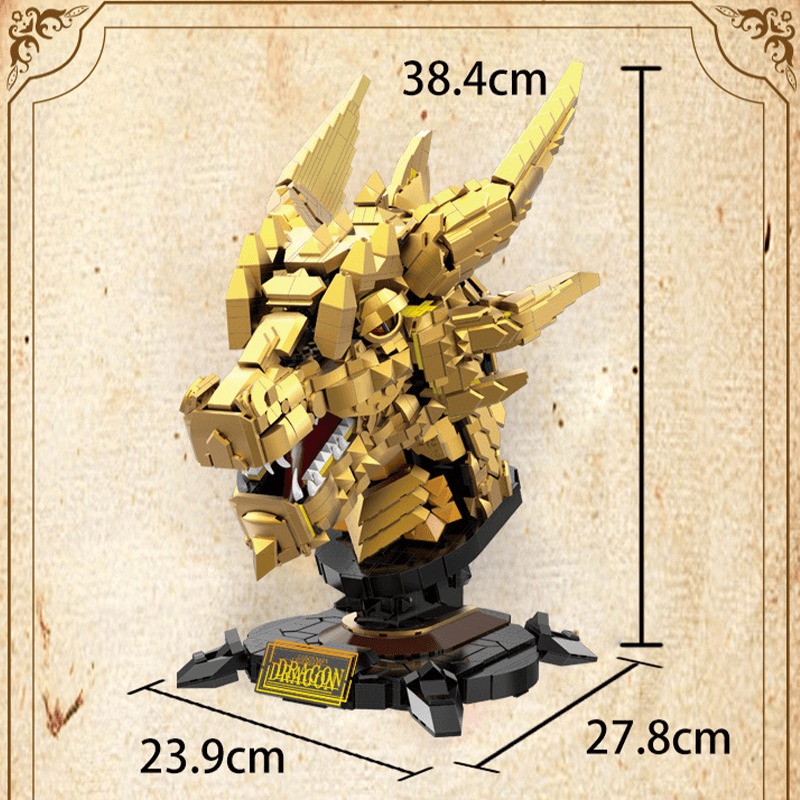 Brick MOC Gold Edition Dragon Head | 2571pcs - Brick Car Merchant