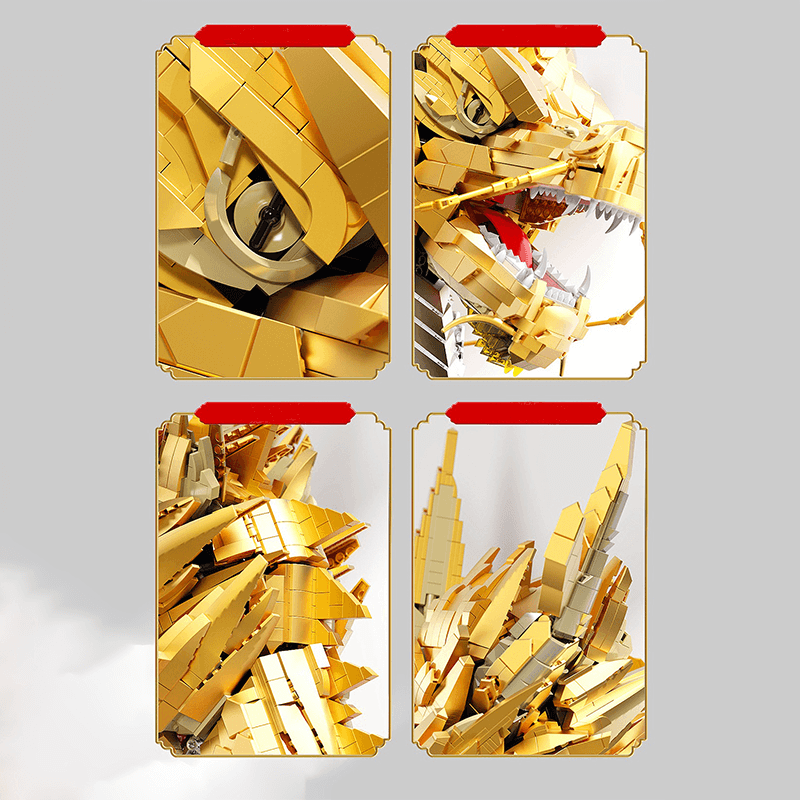 Brick MOC Gold Edition Dragon Head | 2571pcs - Brick Car Merchant