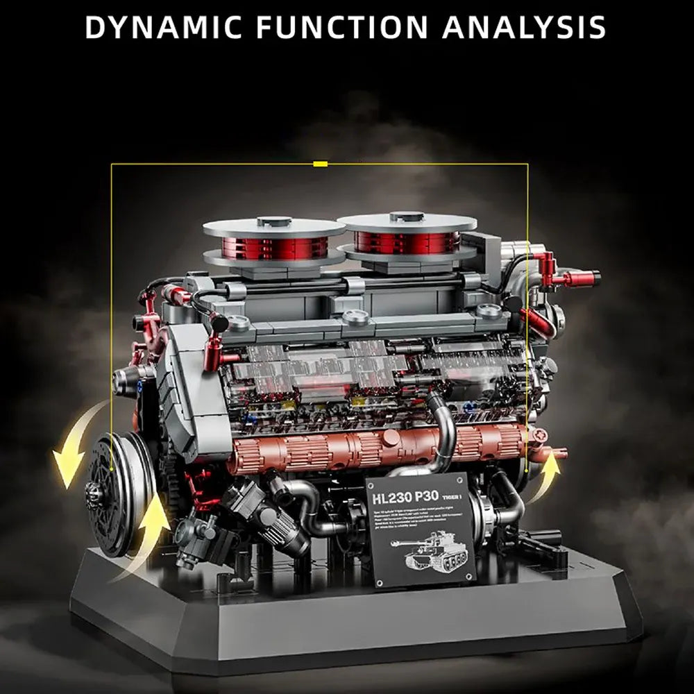 LEGO MOC German Tiger V8 Tank Engine | 1236pcs - Brick Car Merchant