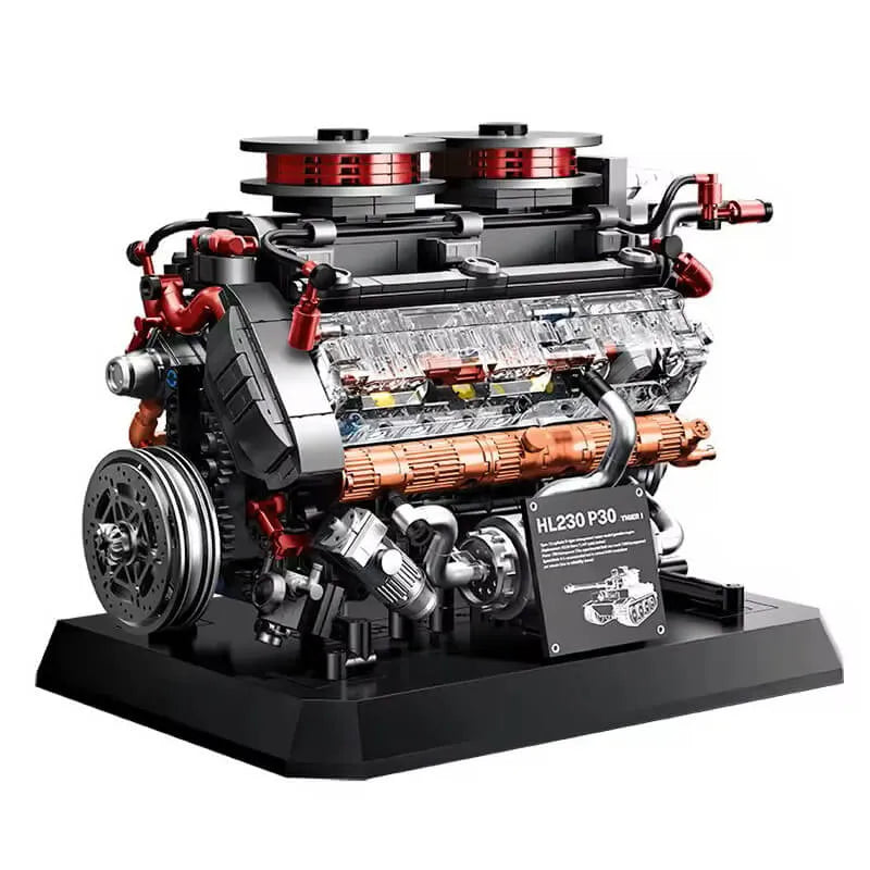 LEGO MOC German Tiger V8 Tank Engine | 1236pcs - Brick Car Merchant