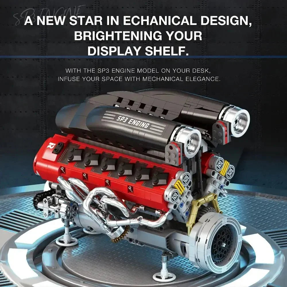 LEGO MOC Italian V12 6.5 SP3 Engine | 1240pcs - Brick Car Merchant