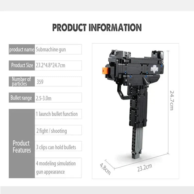 Brick MOC Military UZI SMG | 359pcs - Brick Car Merchant