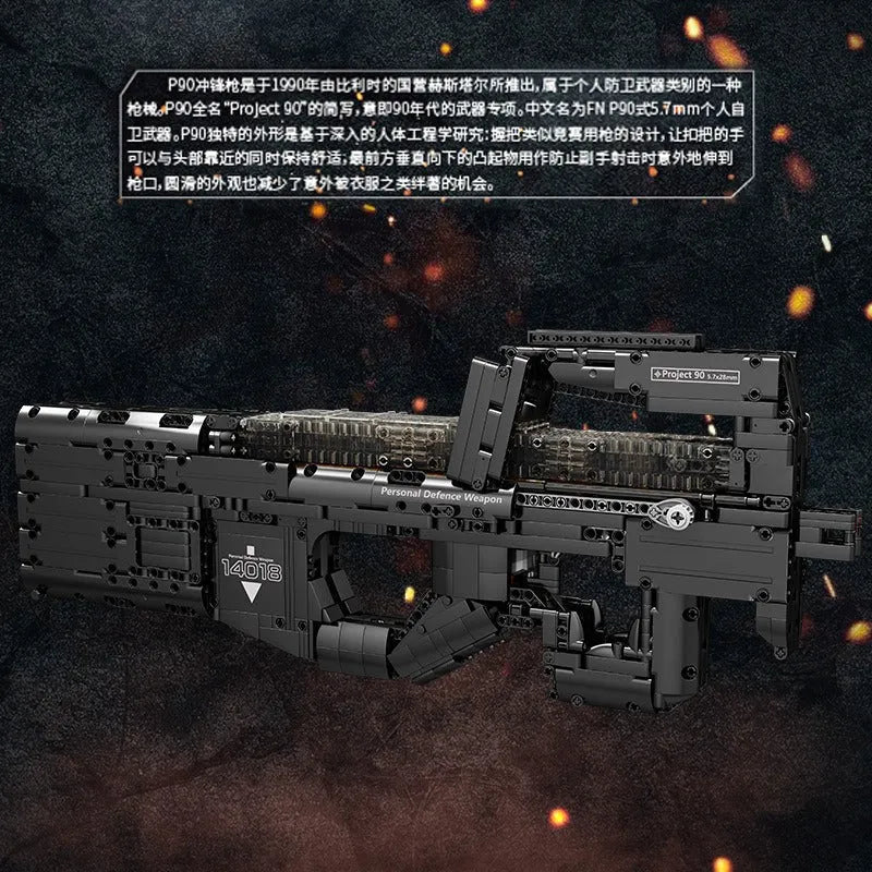 Brick MOC Motorized P90 SMG | 1589pcs - Brick Car Merchant