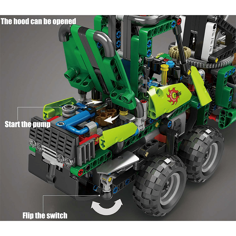 LEGO MOC Pneumatic Forestry Harvester | 938pcs - Brick Car Merchant