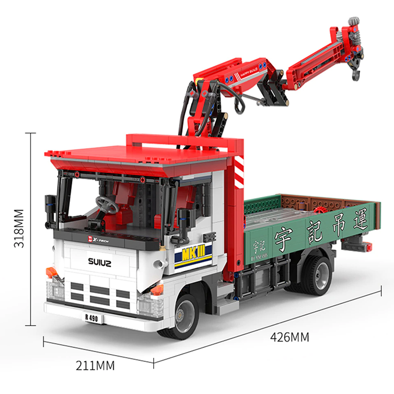LEGO MOC Truck With Crane Remote Control | 1476pcs - Brick Car Merchant