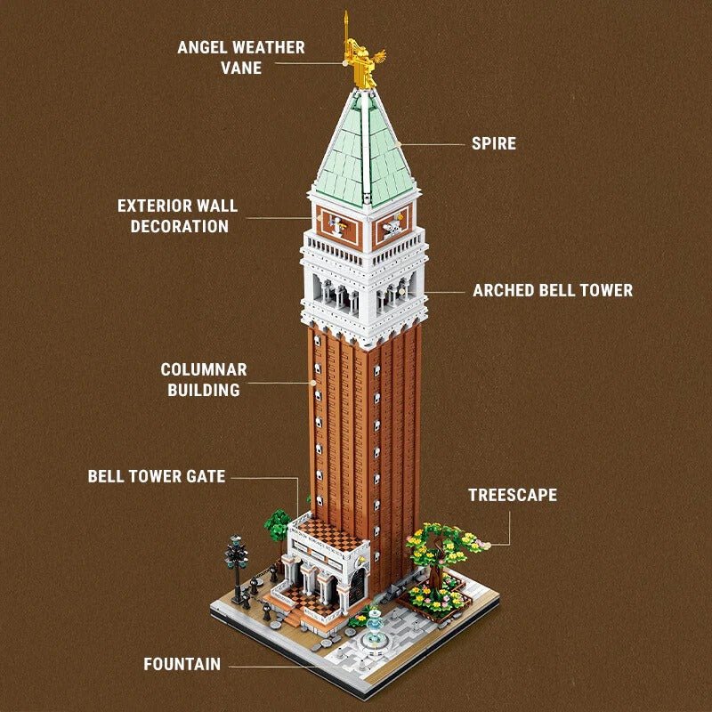 Brick MOC Venetian Bell Tower | 3902pcs - Brick Car Merchant
